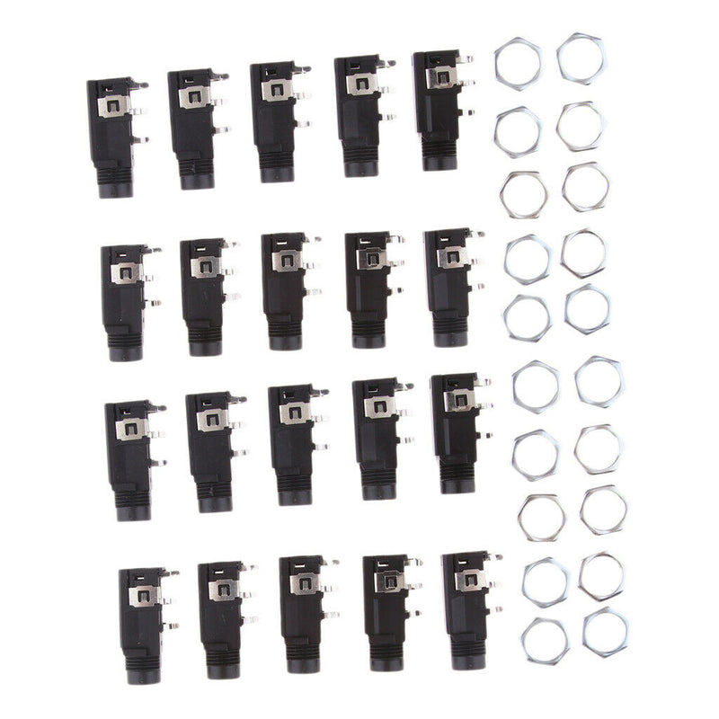 20 Pieces 6.35mm/6.35 Stereo Audio Microphone Female Socket Jack