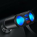 2 Way Black Cigarette Lighter Socket Splitter Adapter LED Dual USB Car Charger