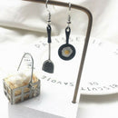 Fashion Women Asymmetric Fried Egg Pan Shovel Drop Dangle Earrings Jewelry G Gw