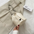 Drawstring Bucket Bag Women PU Chain Crossbody Shoulder Handbags (White)