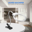 Magnifier Clip-on Lighted Table Desk LED Clamp Lamp 2x 5x Magnifying Glass
