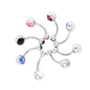 Bulk 8Pcs Double Gem Crystal Rhinestone Navel Belly Ring Bars Piercing Jewellery
