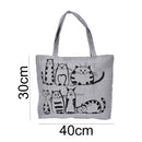 1pc Cat Shopping Tote Bag Big Canvas Handbag Shoulder Crossbody Bag Portable FT