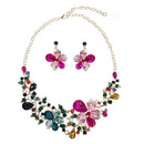 Creative Crystal Flower Chunky Statement Pendant Necklace Collar Chain Jewlry