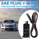 Waterproof Car Motorcycle SAE to Dual USB Charger Adapter with Voltmeter