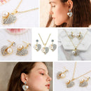 Women Heart Jewelry Set Diamond Jewelry Set Sweater Necklace Earrins