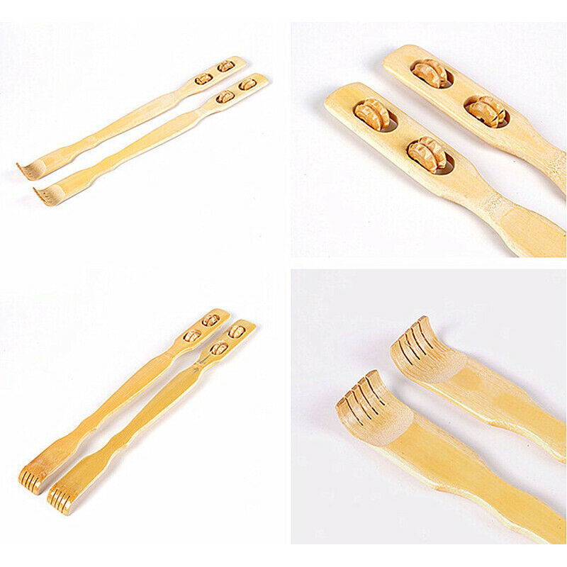 2Pcs 47CM Bamboo Body Itch Back Scratcher Stick Scratching Aid Massage Roller
