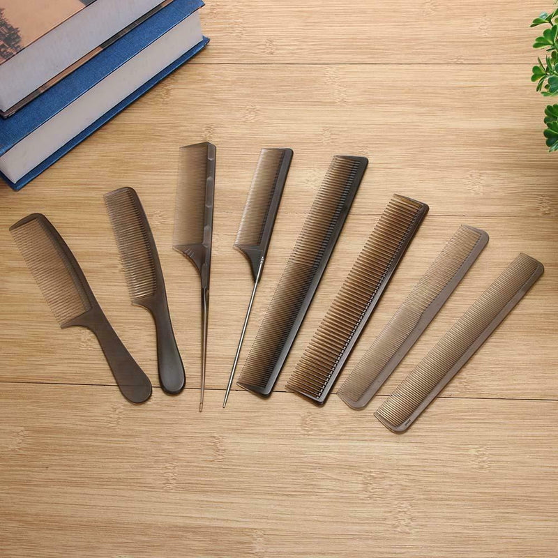 8pcs/Set Pro Anti-Static Plastic Combs Hairdresser Barber Tools Brown A