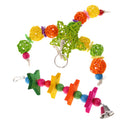2 Pieces Hanging Parrot Chewing Toys with A Bell - Multicolored Wooden Blocks