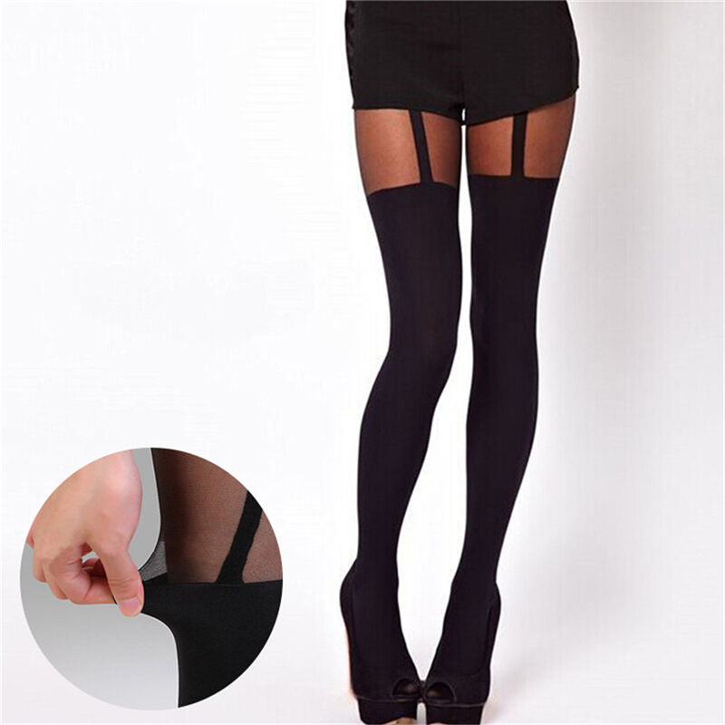 Fashion Women Temptation Sheer Mock Suspender Tights Pantyhose Stockings B Gw