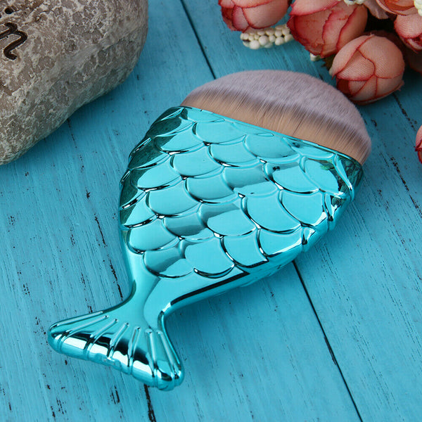 Mermaid Fish Shape Makeup Powder Foundation Blush Contour Brush Tool A#S