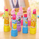 Cute Rubbers for Kids Fruit Lip Salve Lipstick Rubber Erasers Smooth Appearan L9