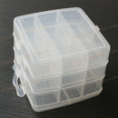 Clear 3 Tier Plastic Craft Storage Organizer Box Case Adjustable 18 Compartments