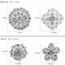 24pc Clear Rhinestone Crystal Flower Brooches Pins Set DIY Wedding Bouquet