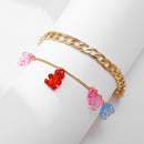 Women Multilayer Anklet Acrylic Bear Pendant Foot Chain Female Leg Jewelry Gift