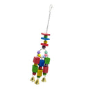 Parrot Colorful Wooden Blocks Chew Toys Bird Swing Toys with Metal Bells Wooden
