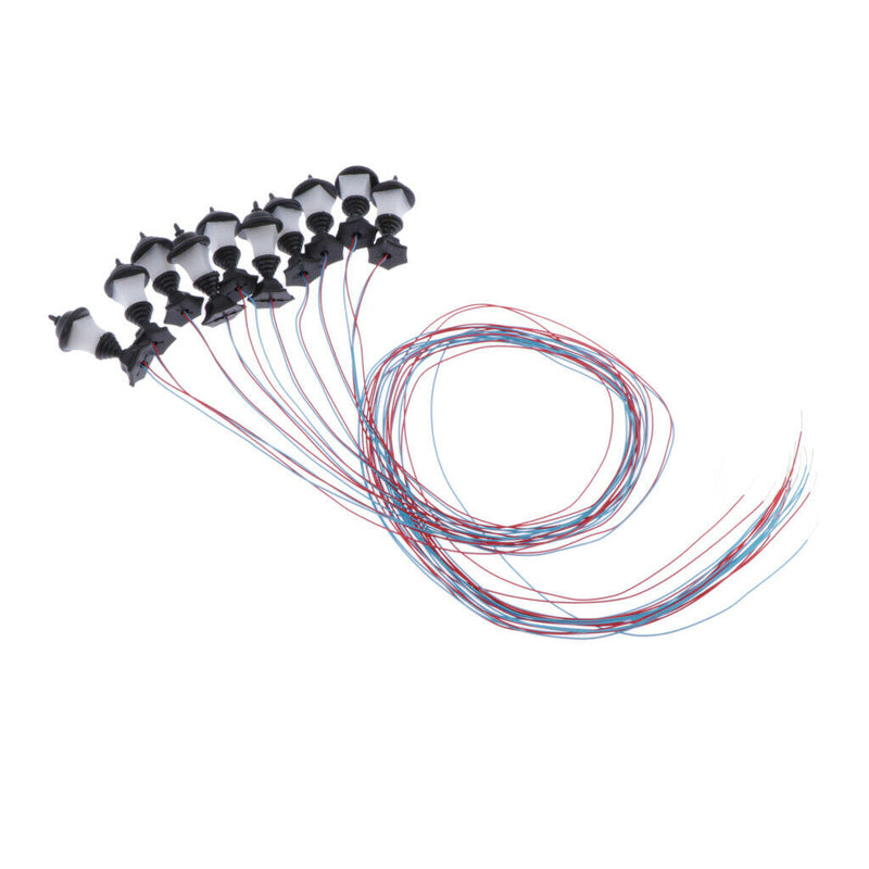 10pcs Train Railroad Street Lights HO Scale LEDs Garden Park Lights 1:100