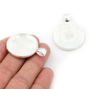 10pcs Alloy 25mm Pendant Tray Round Cabochon Setting Blank Bezel Pendant Base TO
