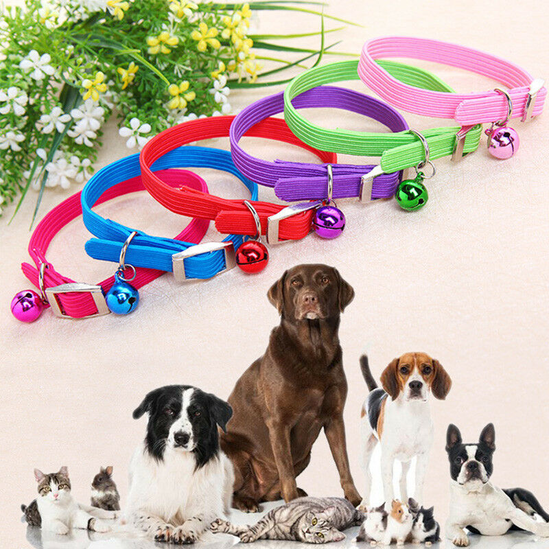 Pet Dog Puppy Cat Kitten Soft Adjustable Collar Strap Safety Buckle with Bells