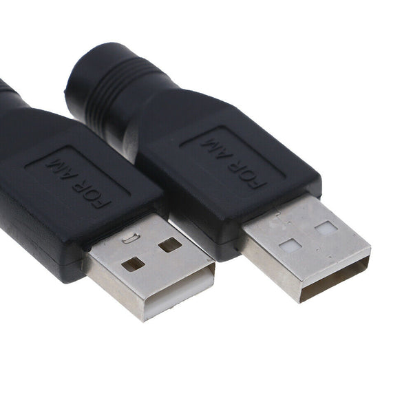 2Pcs USB female to 5.5mm x 2.1mm female DC power converter charger adapter.OZ