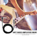 10ft Bass Amplifier Wire Cord Right Angle Stereo AMP Cable for Electric Guitar