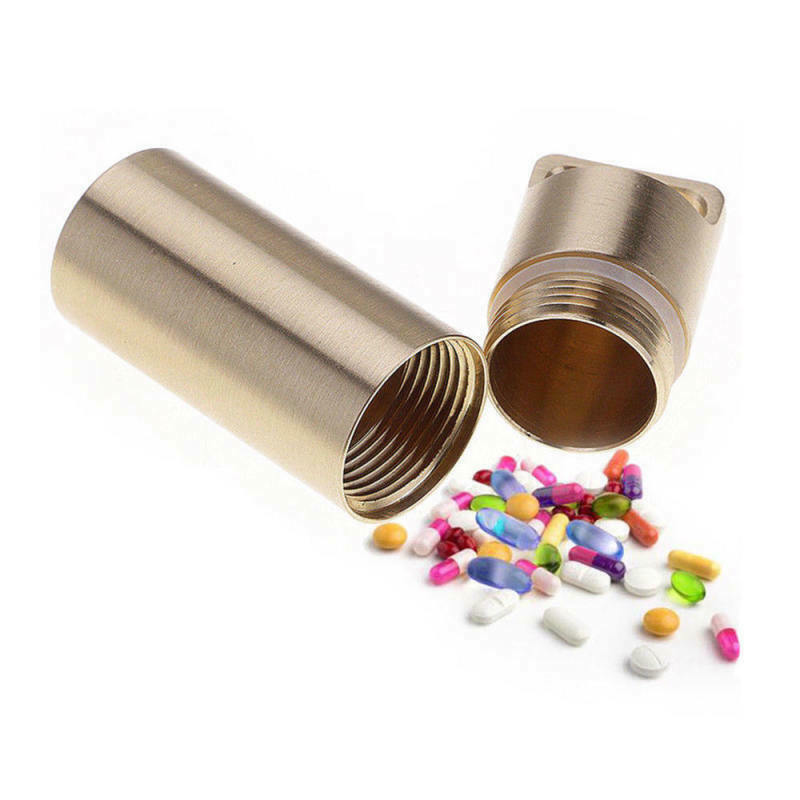 Waterproof Pill Box Case Holder Container Metal Capsule Bottle Keychain  QUR