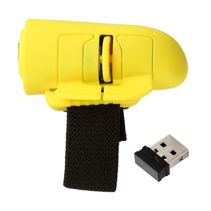2.4G Wireless USB Finger Mouse Bluetooth Handheld Mice for Laptop PC -Yellow