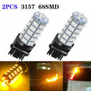 2Pcs Yellow 3157 3156 Car Reverse Light Backup 68-SMD LED Bulb Lights 305@