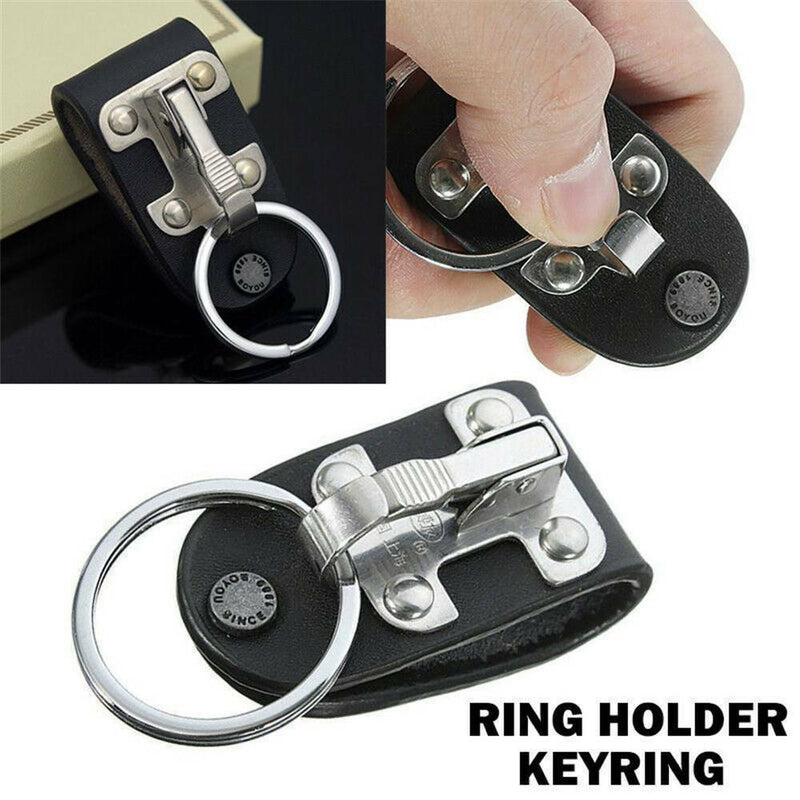 Leather Detachable Belt Buckle Clip Chain Keychain Key Ring Holder Stainless US.