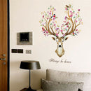 sika deer head flowers wall stickers wall decals kids home decor removable ME