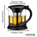 1800Ml Large Glass Tea Pot for Puer Tea Party Oolong with Stainless Steel T