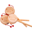 Old Chinese Wooden Double-sided Rattle Drum Music Toys Children Music Persents
