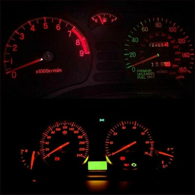 10X LED T5 B8.5D 5050 1SMD Dashboard Dash Gauge Instrument Interior Light Bulbs