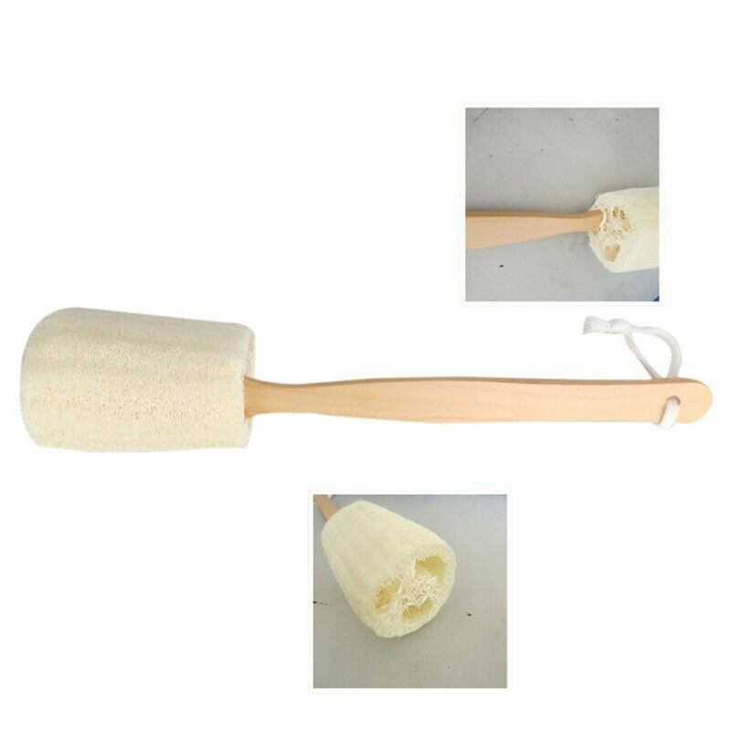 Loofah Wooden Handle Bath Shower Brush Long Handle Thick Loofah Bath Towel  T3K9