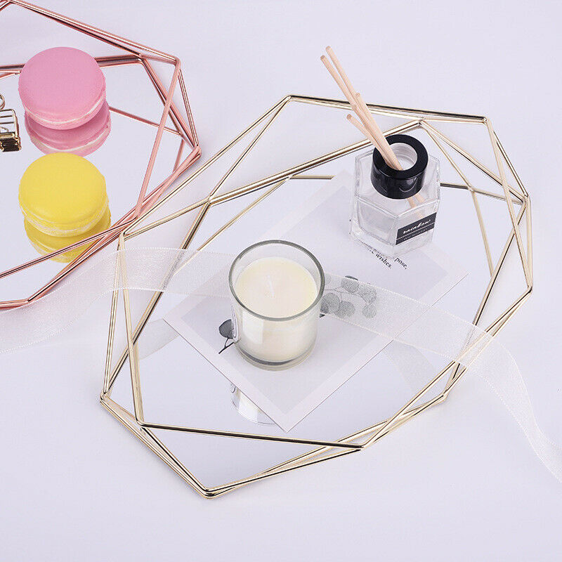 Nordic Style Glass Copper Geometry Hexagon Storage Basket Boxes Simplicity  Z2V7