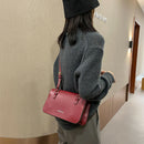 Retro Women Shoulder Bags Flap PU Leather Casual Solid Handbags (Wine Red)