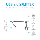 USB 2.0 Male to Female HUB Splitter 480Mbps 3 USB 2.0 Adapter with Type-C Cable