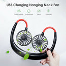 USB Rechargeable Neck Band Fan Sports Outdoor Halter Air Cooler (Black Red) A