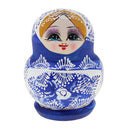 Set of 10 Pieces Hand Painted Blue Girls Russian Babushka Matryoshka Nesting