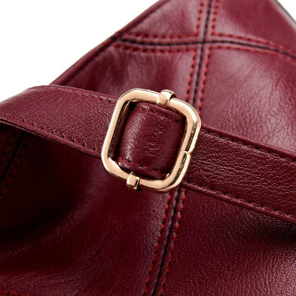 Women Bag Soft PU Leather Messenger Totes Handbags Shoulder Bags(Wine Red)