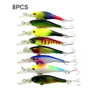 8X Mini Minnow Minorui Fishing Lure Bait Tackle Hook Bait Crankbait Kit DVB