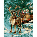 Christmas Deer DIY Painting By Numbers Hand Painted Canvas Art Pictures  A