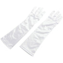 White Ladies Long Satin Evening Party Gloves Fancy Dress Wedding Prom Cockt