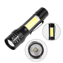 Zoom T6+COB LED Flashlight USB Rechargeable 4 Modes IP44 Waterproof Torch