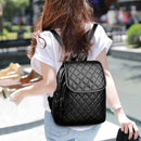 Women Plaid Leather Backpacks Casual Teen Girls School Travel Shoulder Bags