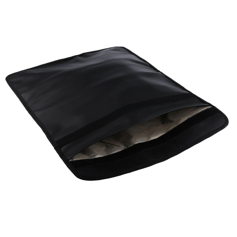 Black Leather Faraday Laptop Tablet Case Bag Signal Shield 16.1 x 15.4in