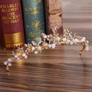 Baroque Rhinestone Pink Crystal Beads Bride Crown Tiara Wedding Bridal Diad