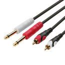 Dual 6.35mm to 2RCA Audio Cable DVD Mixer Connected Wire for Amplifier (2m)