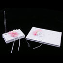 Wedding Party Satin Flower Guest Book and Pen Sets for Wedding Ceremony