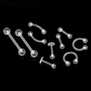 10Pcs/Set Transparent Acrylic Barbell Eyebrow Belly Tongue Ring Piercing&JewelME